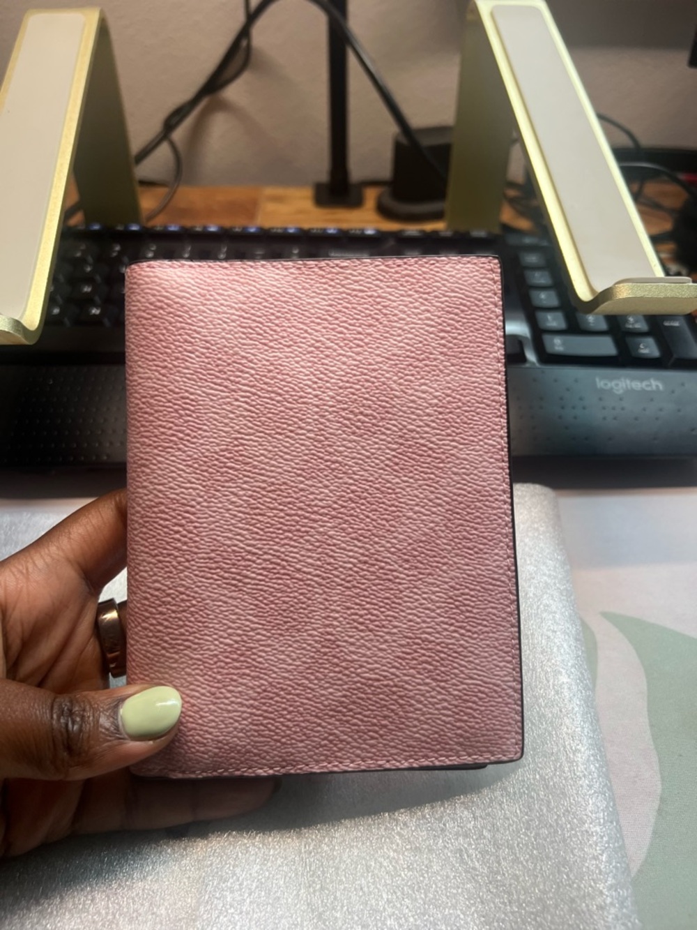 Coach Pink Powder Passport Card Case in Signature Canvas